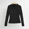 Ropa de Yoga para Mujer Otoño e Invierno Chaqueta Fina con Cremallera Ajustada Adelgazante de Manga Larga Top Deportivo de Running y Fitness de Gama Alta
