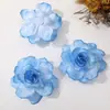 Hermosa rosa de simulación flor de seda degradado flor de malla tridimensional clip diy tocado cuerda para el pelo accesorios de flor para ropa