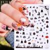 Adesivos de Nail Art Cross-border Ins Europeu e Americano Halloween Engraçado Desenho Animado Castelo Abóbora Morcego Bruxa Adesivo de Unha