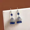 Pendientes largos con flecos de estilo étnico transfronterizos, Pendientes de cristal bohemios, Accesorios de viaje estilo vacaciones de verano de Yunnan