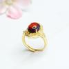 Anillo de Ámbar Natural Guan Yu Anillo de Ámbar Sangre Joyería Estilo Corte Venta al por Mayor y Entrega de Fábrica S3122804