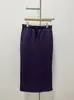 Design Nicho "Walking" Saia Pequena Rabo de Peixe Elástica na Cintura Forrada com Lã Roxo Escuro