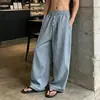 Pantalones Casuales de Pierna Ancha con Raya Fina de Verano Serie Confort Estilo Resort Cordón Sensación Relajada Estilo Perezoso Hombre