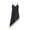 Comercio Exterior 2025 Otoño Nuevo Estilo Europeo y Americano Moda Femenina Vestido Sexy con Textura de Satín 8827332