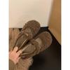 Zapatos de Pelo Rizado de Oveja Color Blanco Plano para Mujer para Usar Afuera 2025 Nuevos Versátiles Otoño e Invierno Zapatos con Velcro Gorro
