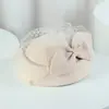 Boina de Lana para Mujer, Estilo Francés, Otoño e Invierno, Lazo de Malla Retro, Sombrero de Recepción para Actuación, Sombrero de Azafata para Vestido de Noche