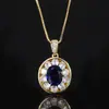 2024 nueva joyería Huabi cobre chapado en oro retro simulación azul afilado ovalado traje dorado 8*10-5*7