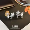 Pendientes de Estrella de Diamante Brillante de Aguja de Plata Moda Coreana Pendientes Dulces Pequeños Frescos Pendientes Pequeños Simples Versátiles para Mujer