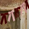 Decoraciones de Lazos de Terciopelo Transfronterizos para Navidad, Bodas y Fiestas Navideñas, Guirnaldas de Lazos Rosas al por Mayor