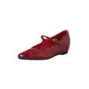 Zapatos Mary Jane de cuero lavado de alta calidad con aumento interno de altura, colección otoño 2026, cuña de tacón medio, punta redonda, cuero genuino, zapatos de mujer con correa de hebilla única