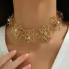 Colar Pingente Florido Estilo Europeu e Americano Fashionável tipo Fada para Mulheres, Design de Nicho Vazado Corrente para Clavícula de Luxo Leve Atacado