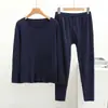 Parche Frotador Doble Cara Sin Rastro Ropa Interior Térmica para Hombre Set de Dos Piezas con Forro de Polar Engrosado Ropa de Invierno y Otoño