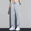 Pantalones de seda de hielo para hombre, de verano, finos, sueltos, rectos, con cintura holgada, de secado rápido, deportivos e informales.