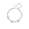 Ganjia S999 Pulsera de Tobillo de Plata Doble Capa Hombre Pequeño Cintura Pulsera Temperamento Lujo Ligero Nicho Geométrico Simplificado