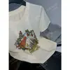 Venta de Liquidación 80% de Descuento Fresca Suave Algodón Artística Retro Estampado de Pintura Hombro Normal Cuello Redondo Corte Ajustado Manga Corta Camiseta