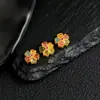 Prata 925 banhada a ouro corpo inteiro turmalina trevo de quatro folhas joias DIY estilo retro nova tendência nacional chinesa acessórios de joias de prata feitos à mão