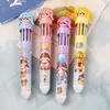 Caneta Esferográfica Cartoon Sanrio de Dez Cores para Estudantes, Caneta Retrátil Multicolorida, Alto Valor Estético, Caneta Marca-Texto