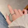 Anel Exquisito e Doce em Forma de Coração com Zircônia e Pérola para Mulheres, Anel de Dedo Índice Estilo Nicho de Luxo, Joia de Anel Aberto Ajustável Personalizado
