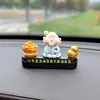 Placa de Matrícula Temporal para Estacionamiento con Dios de la Riqueza que Asiente, Alimentada por Energía Solar, Placa para Teléfono al Mover el Coche, Adorno Móvil para el Interior del Coche