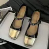 Zapatos Mary Jane de Cuero, Faldas, Perlas, Accesorios Rectangulares Versátiles de Nueva Altura, Zapatos de Tacón Medio para Primavera y Otoño 2025 para Mostrar Piernas
