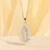 Pendente Oval de Zircônia com Luz Sagrada de Maria Tridimensional Transfronteiriço Joias de Luxo Discreto Retrô Tendência Venda por Atacado