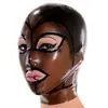 Chapéu de Látex Preto Transparente com Zíper nas Costas Máscara de Borracha para Garota Bonita Clubwear