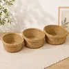 Cesta de Frutas de Paja, Cesta de Almacenamiento de Ratán, Bandeja de Frutas Tejida, Cesta para Snacks y Bollos, Almacenamiento en Bandeja, Cesta de Almacenamiento Multifuncional