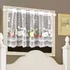 Estilo Pastoral Encaje de Frutas Cortina Corta Media Cortina Opaca Cortina Transparente para Ventana Decoración del Hogar Cortina para Puerta Cortina de Café