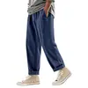 Site Independente Transfronteiriço Masculino Quatro Estações Americano Solto Linho Casual Minimalista Tendência Perna Larga Esportes de Praia Calça Longa Masculina