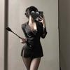 Lingerie Sexy com uma Camisa Listrada que Afina a Cintura, Estilo Puro Desejo para Mulheres Maduras, Traje Sedutor de Secretária Ol Slim-Fit