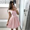 Comercio exterior europeo y americano Amazon AliExpress wish vestido de noche rosa corto sexy con escote en V simple