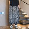 2025 Estilo Chino Estilo Étnico Pantalones Bombachos Estampados para Hombre Pantalones Casuales Holgados de Moda Pantalones de Pierna Ancha Drapeados de Seda de Hielo