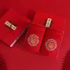 Toallas de Boda Personalizadas, Toallas de Algodón Puro Rojas para Dote de Boda, Juego en Caja de Regalo con Palabras Felices, Toallas para Recién Casados, Recuerdos de Boda