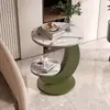 Sala de Estar Sofá Moderno Estilo Italiano, Mesa de Centro de Luxo Leve, Mesa Redonda de Camada Dupla, Mesa de Canto, Mesa de Jantar Pequena Criativa, Mesa de Cabeceira, Varanda