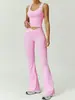 Calça de Yoga, Justa ao Corpo, Secagem Rápida, Levemente Flare, Calça Wide Leg de Cintura Alta Cruzada, Top Bonito nas Costas, Conjunto de Yoga Fitness, Respirável e de Secagem Rápida
