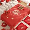 Mantel rojo para mesa de centro de boda con caracteres festivos de "doble felicidad", tapete protector para compromiso y recién casados, mantel ambiental para sala de estar de boda