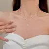 Colar com Franja de Sino Pequeno e Gipsofila Super Brilhante Acessórios de Corrente para Clavícula de Luxo Acessível de Nicho High-End Gargantilha