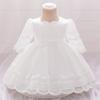 Vestido Europeu e Americano Novo para Bebê Vestido para Um Ano Vestido de Princesa com Renda Vestido Branco para Banquete de Lua Cheia Cem Dias