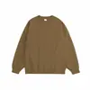 Suéter de punto de rizo estilo retro americano para hombre y mujer, color liso, talla grande, hombro caído, cuello redondo relajado, camisa básica para pareja