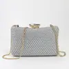 2026 Moda Europea y Americana Transfronteriza Vestido de Noche Texturizado con Pedrería Bolso de Mano Bolso de Noche Bolso Pequeño con Cadena para Hombro Cruzado