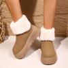 Sapatos de Algodão Pelúcia com Plataforma e Gola Alta Botas de Neve Sapatos Femininos 2025 Inverno com Forro de Lã Solado Grosso Novas Botas Curtas Quentes com Bico Redondo