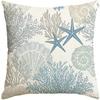 TEMU almohada explosiva de verano patrón de caballito de mar y concha de playa material de lino ambiente de verano funda de almohada decorativa