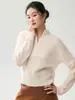 Suéter de Cachemira de Color Sólido Estilo Perezoso de Cuello Medio Alto para Mujer Nuevo Simple Holgado de Manga Larga Tejido Pulóver de Lana