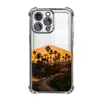 Cenário de Coqueiro ao Pôr do Sol da Califórnia Maçã 17 Capa para Celular Iphone15Promax Transparente com Quatro Cantos Anti-Queda Capa Protetora