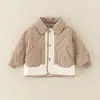 Casaco Masculino da Moda Estilo Coreano, Novo Estilo Outono e Inverno 2026 para Bebês e Crianças Pequenas, com Gola Reversível e Patchwork, Jaqueta Fina de Algodão