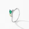 Anillo de Plata de Ley S925 Estilo Bosque Ramas y Hojas Verde Tierno para Mujer Moda Elegante Retro Lujo Accesible Anillo de Circonita Colorida