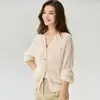 Cardigan Tejido de Hilo Herbalife ~25% Seda de Morera 75% Cachemir para Mujer Cuello en V Calado Abrigo Suéter