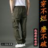 Pantalones de algodón para hombre de primavera, verano y otoño, holgados, combinan con todo, con cordón en el tobillo, resistentes al desgaste, resistentes a las manchas, pantalones de trabajo para obra, pantalones de trabajo de protección laboral