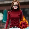 Explosiones más cuello alto de terciopelo color liso camiseta básica de manga larga para mujer ropa cálida de otoño e invierno abrigo de mujer ropa otoño