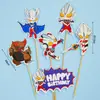 Decoración de Pastel Estilo Ins Bandera Coreana Enchufe Dibujos Animados Oso Lindo Hp Corazón Feliz Cumpleaños Topper Accesorios